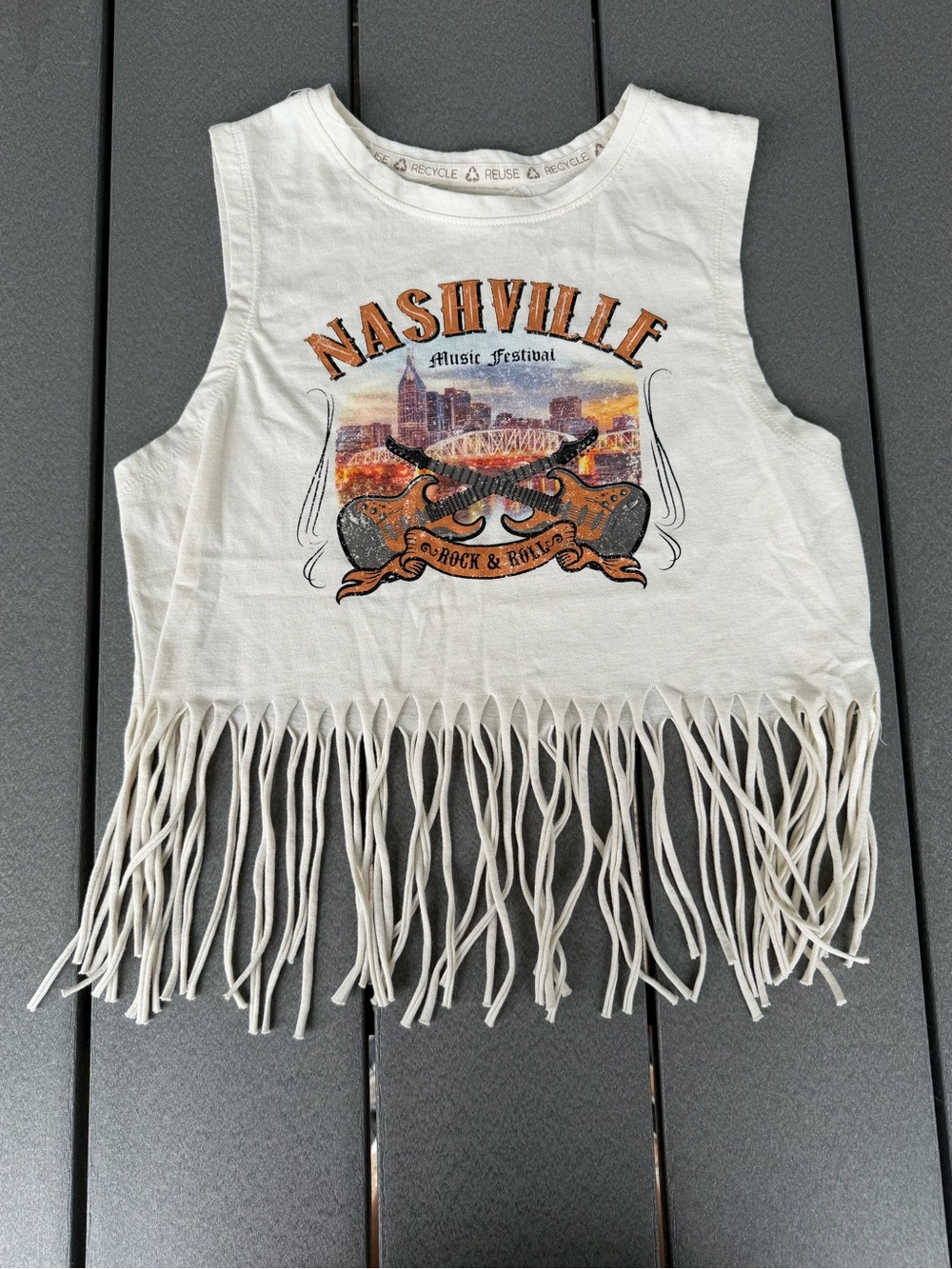 Nashville Music Festival graphic crop top from Recycled Threads Size Medium